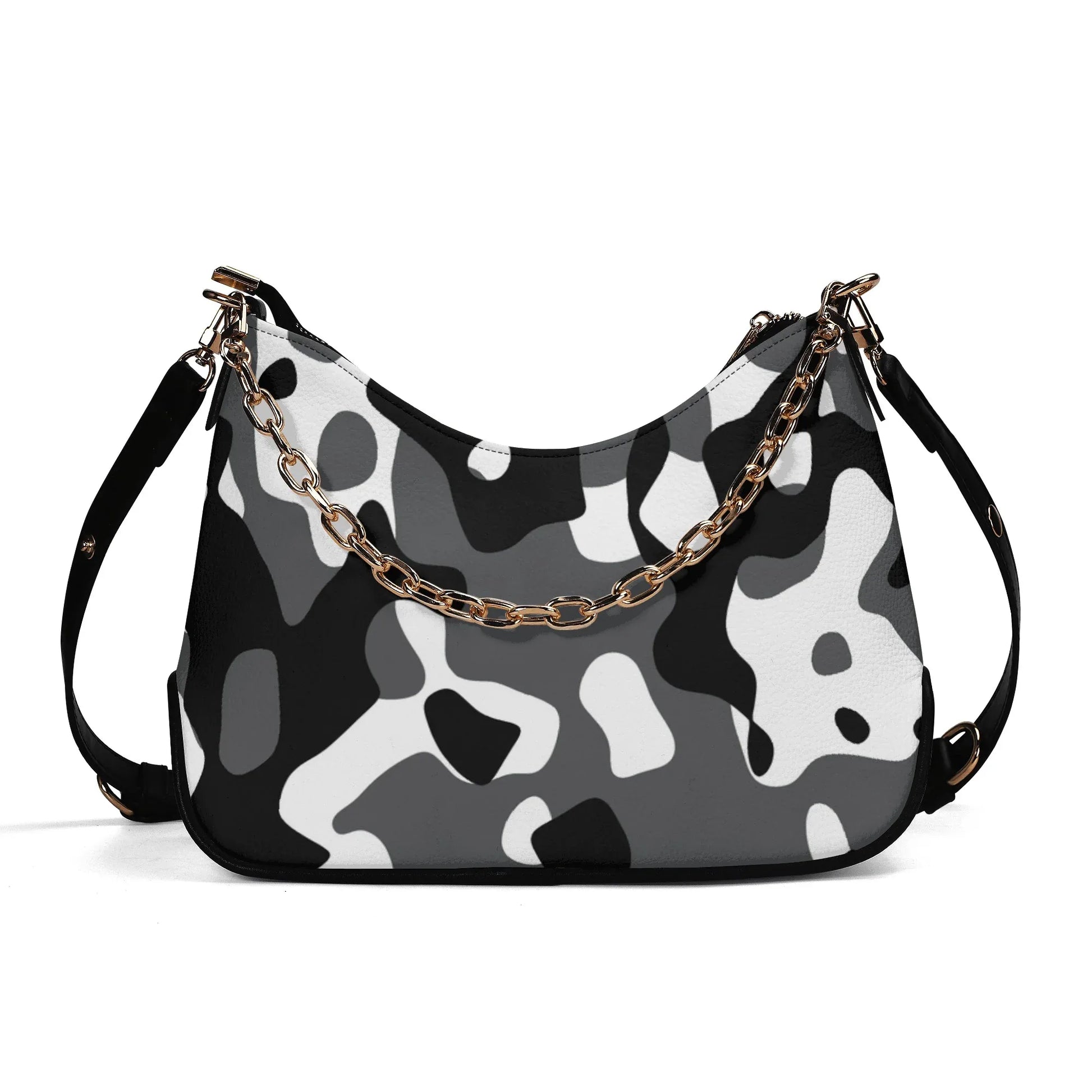 schwarz-grau-weiss-camouflage-elegante-umhangetasche-mit-kette-umhangetasche-jlr-design-1 - JLR Design