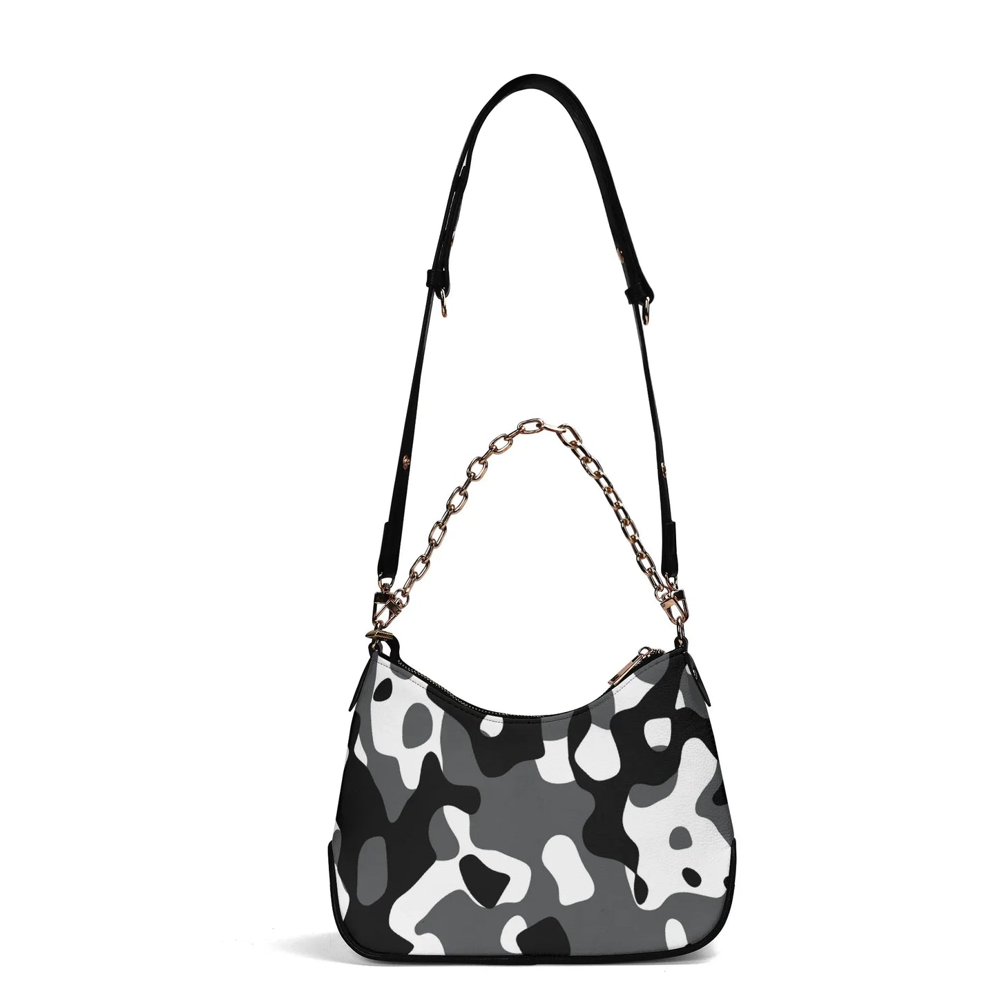 schwarz-grau-weiss-camouflage-elegante-umhangetasche-mit-kette-umhangetasche-jlr-design-5 - JLR Design