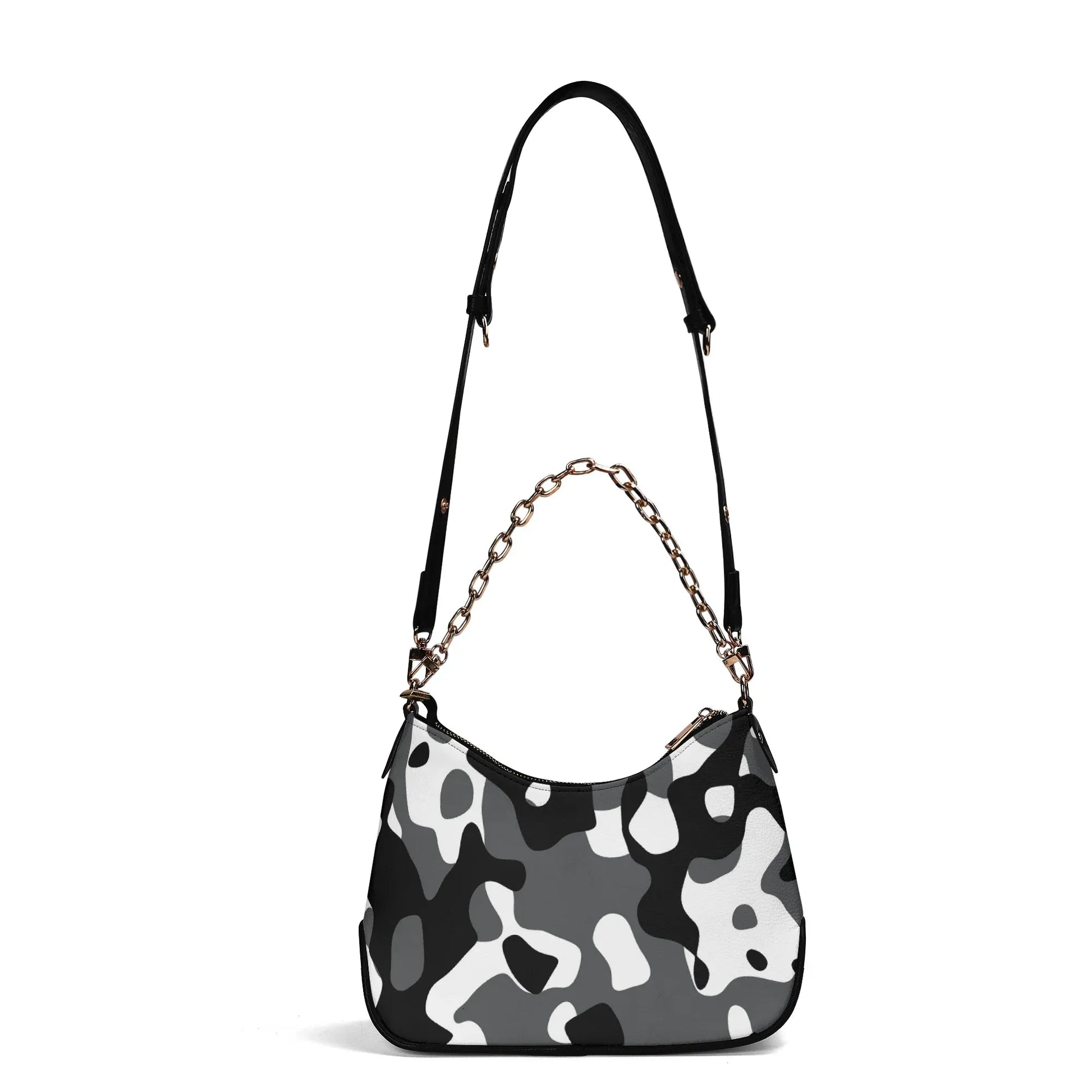 schwarz-grau-weiss-camouflage-elegante-umhangetasche-mit-kette-umhangetasche-jlr-design-5 - JLR Design