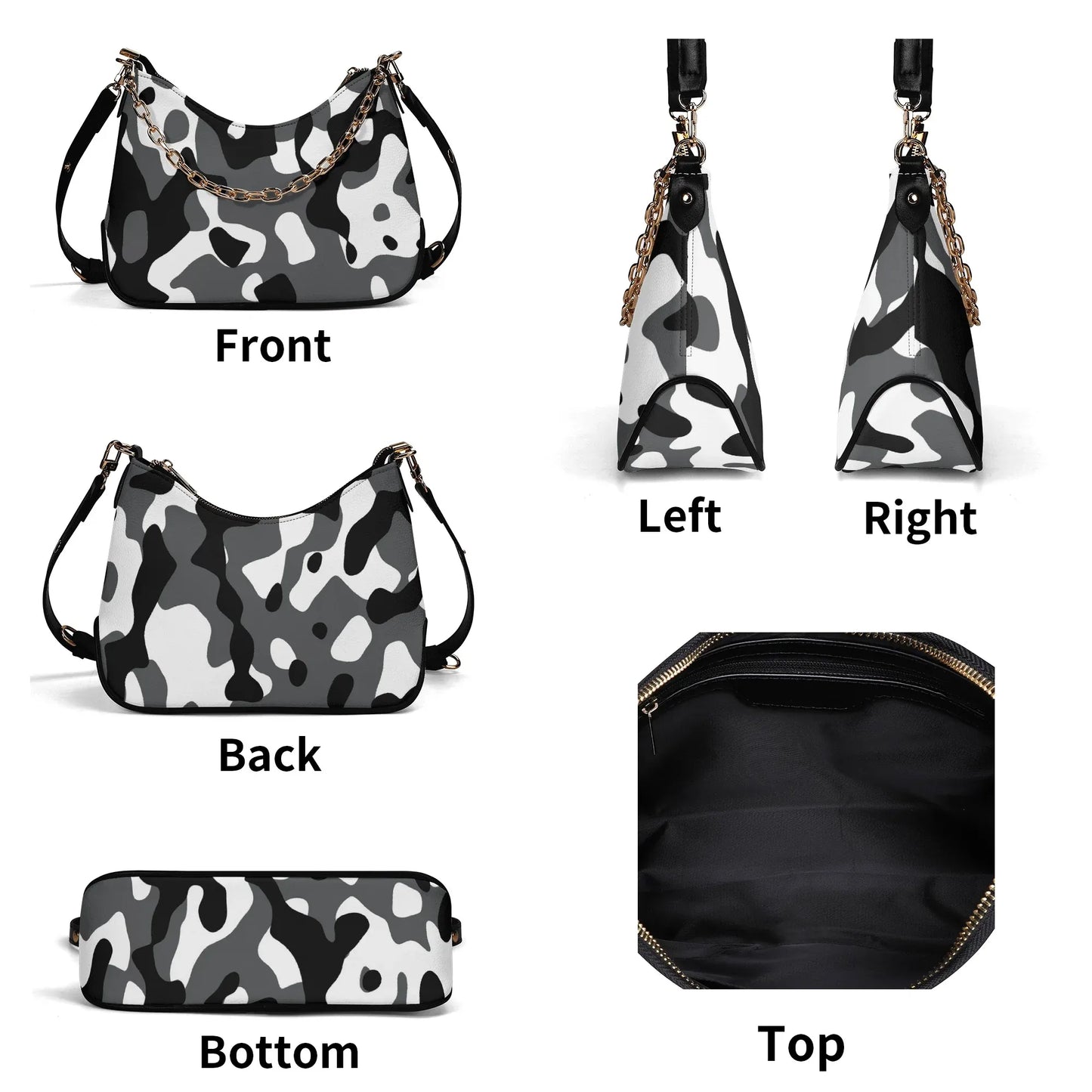 schwarz-grau-weiss-camouflage-elegante-umhangetasche-mit-kette-umhangetasche-jlr-design-6 - JLR Design