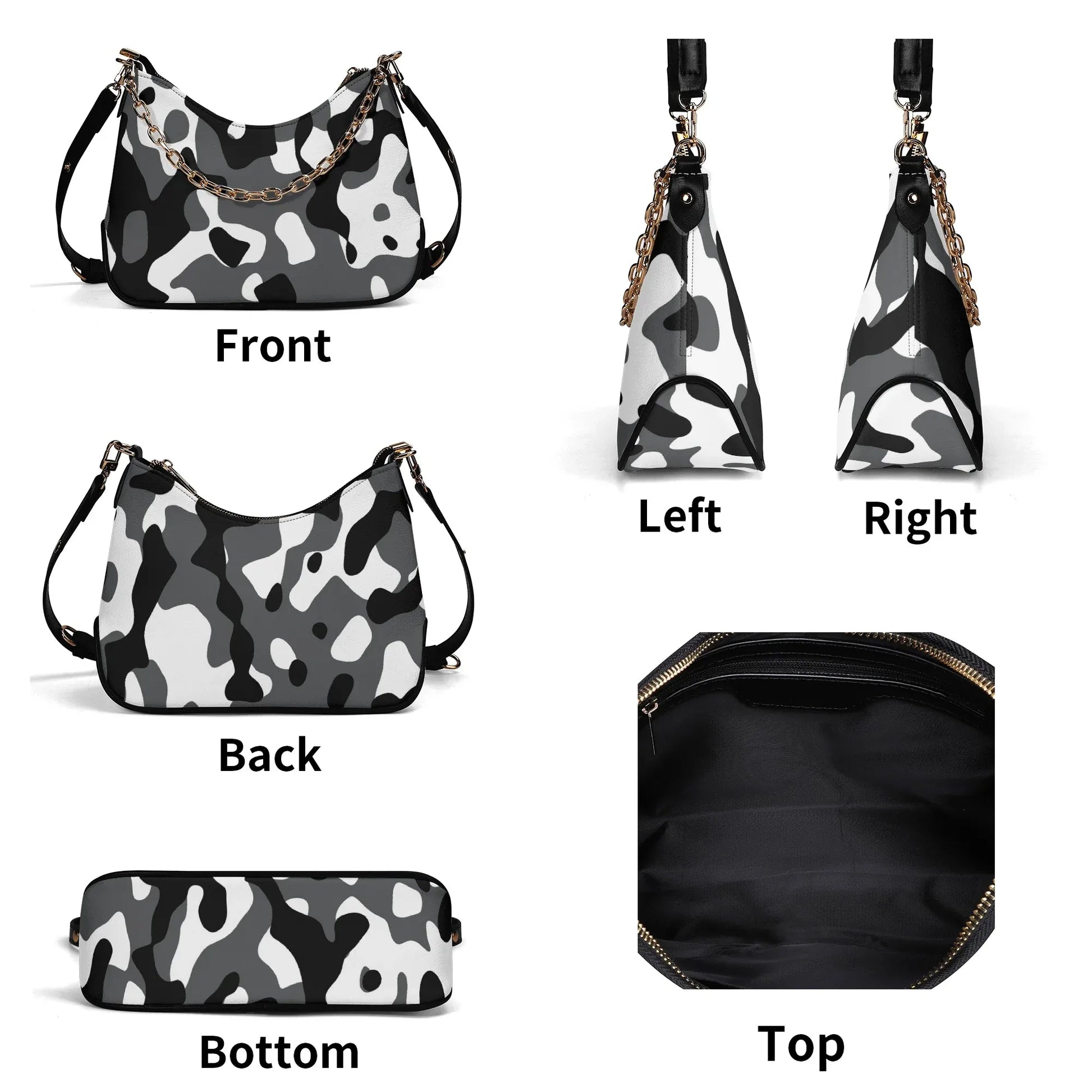 schwarz-grau-weiss-camouflage-elegante-umhangetasche-mit-kette-umhangetasche-jlr-design-6 - JLR Design