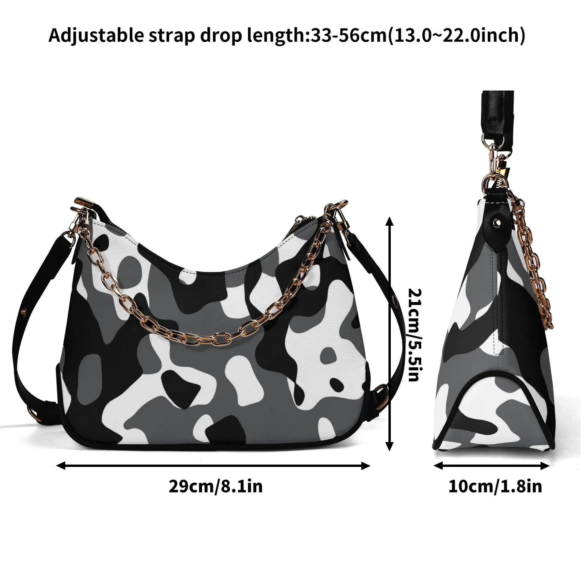 schwarz-grau-weiss-camouflage-elegante-umhangetasche-mit-kette-umhangetasche-jlr-design-7 - JLR Design
