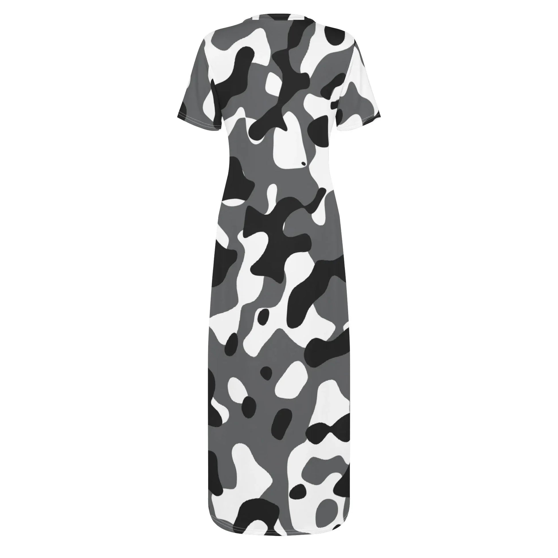 schwarz-grau-weiss-camouflage-short-sleeve-long-dress-long-dress-jlr-design-4 - JLR Design