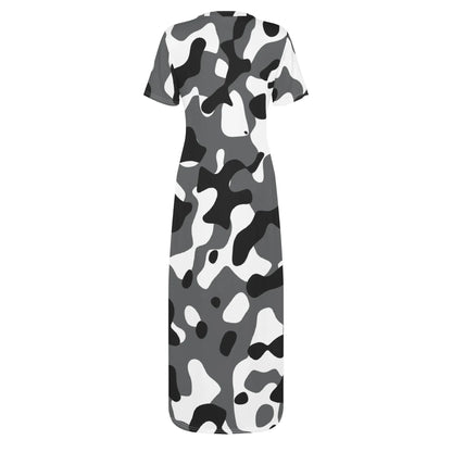 schwarz-grau-weiss-camouflage-short-sleeve-long-dress-long-dress-jlr-design-4 - JLR Design