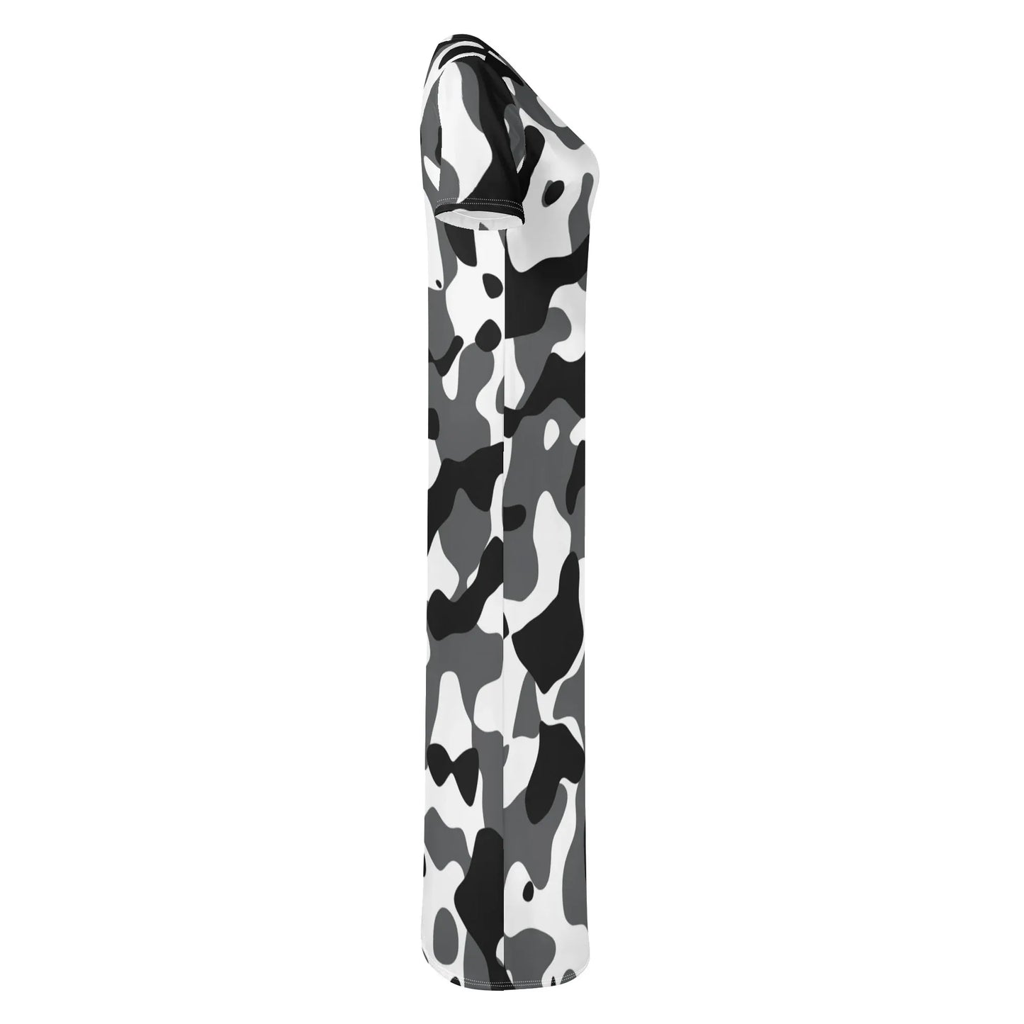 schwarz-grau-weiss-camouflage-short-sleeve-long-dress-long-dress-jlr-design-5 - JLR Design