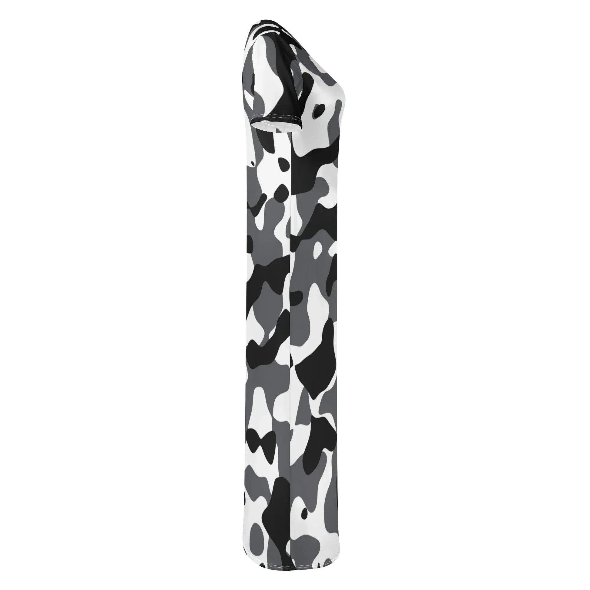 schwarz-grau-weiss-camouflage-short-sleeve-long-dress-long-dress-jlr-design-5 - JLR Design
