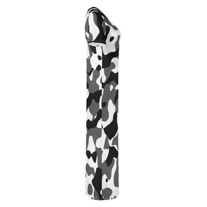 schwarz-grau-weiss-camouflage-short-sleeve-long-dress-long-dress-jlr-design-5 - JLR Design
