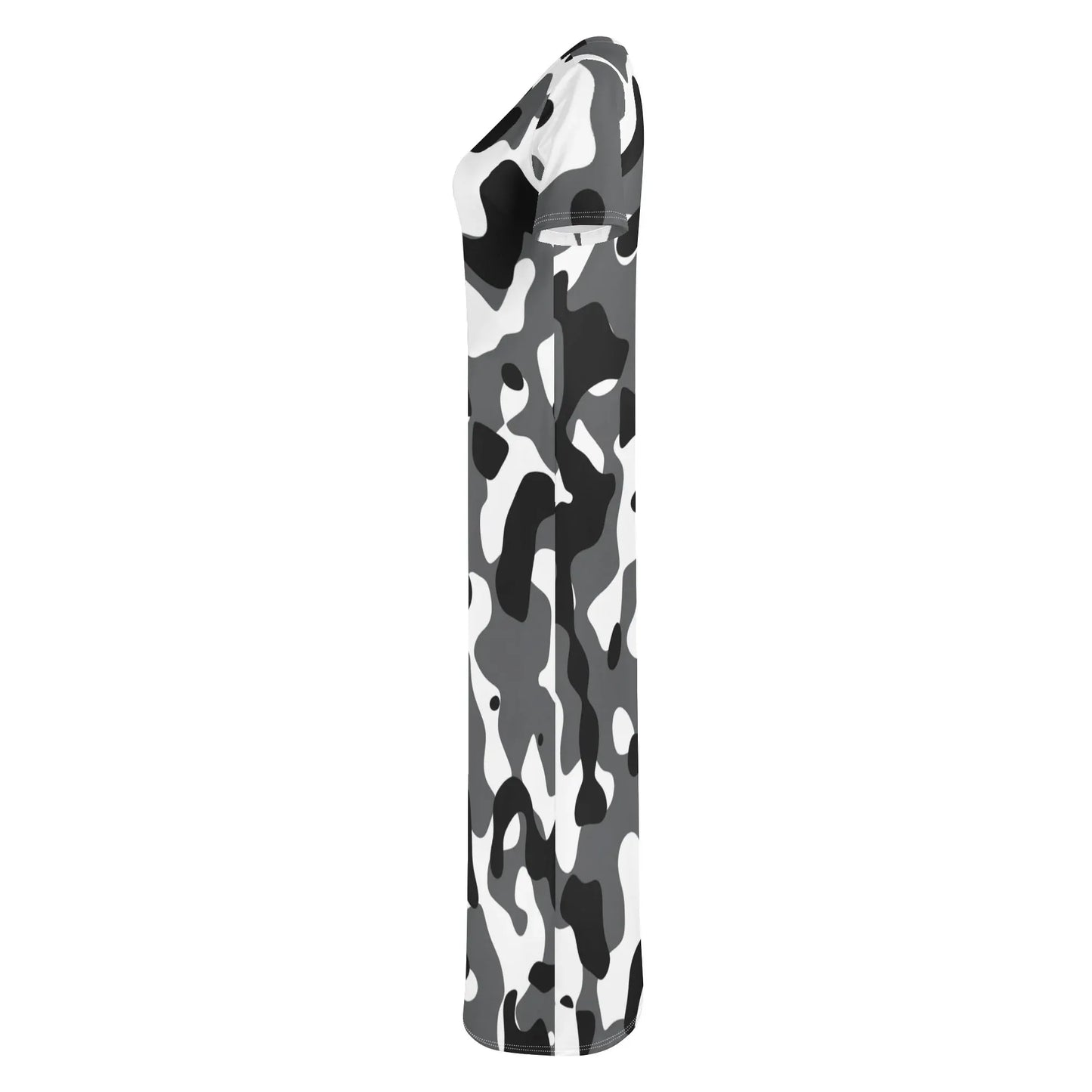 schwarz-grau-weiss-camouflage-short-sleeve-long-dress-long-dress-jlr-design-6 - JLR Design