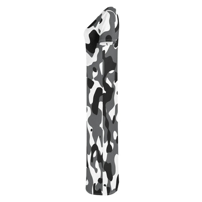 schwarz-grau-weiss-camouflage-short-sleeve-long-dress-long-dress-jlr-design-6 - JLR Design