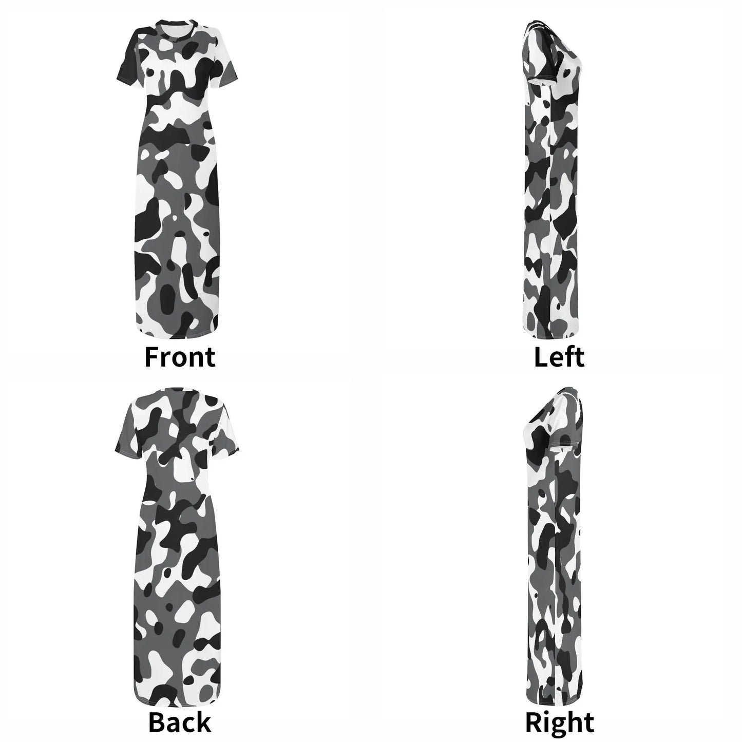 schwarz-grau-weiss-camouflage-short-sleeve-long-dress-long-dress-jlr-design-7 - JLR Design
