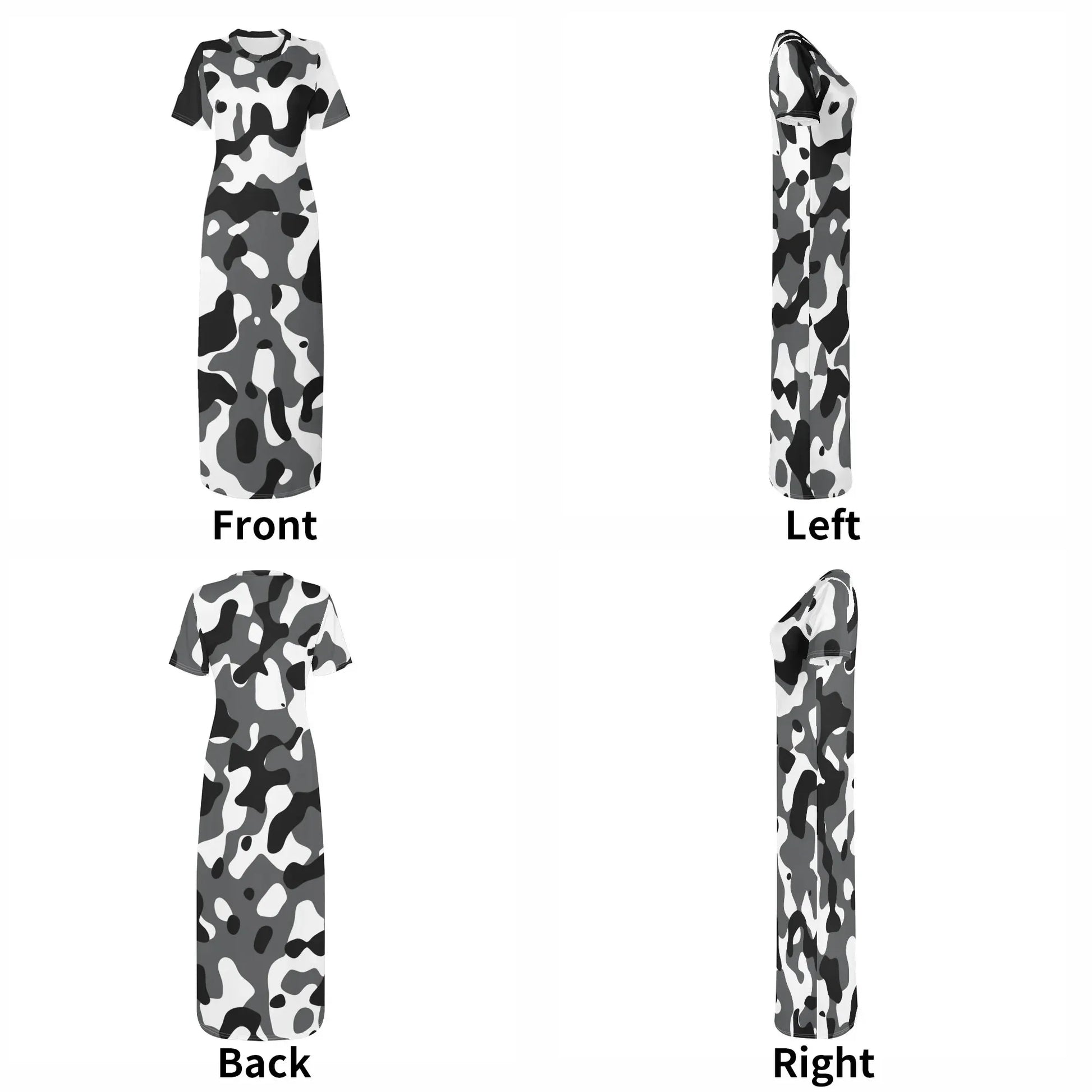 schwarz-grau-weiss-camouflage-short-sleeve-long-dress-long-dress-jlr-design-7 - JLR Design