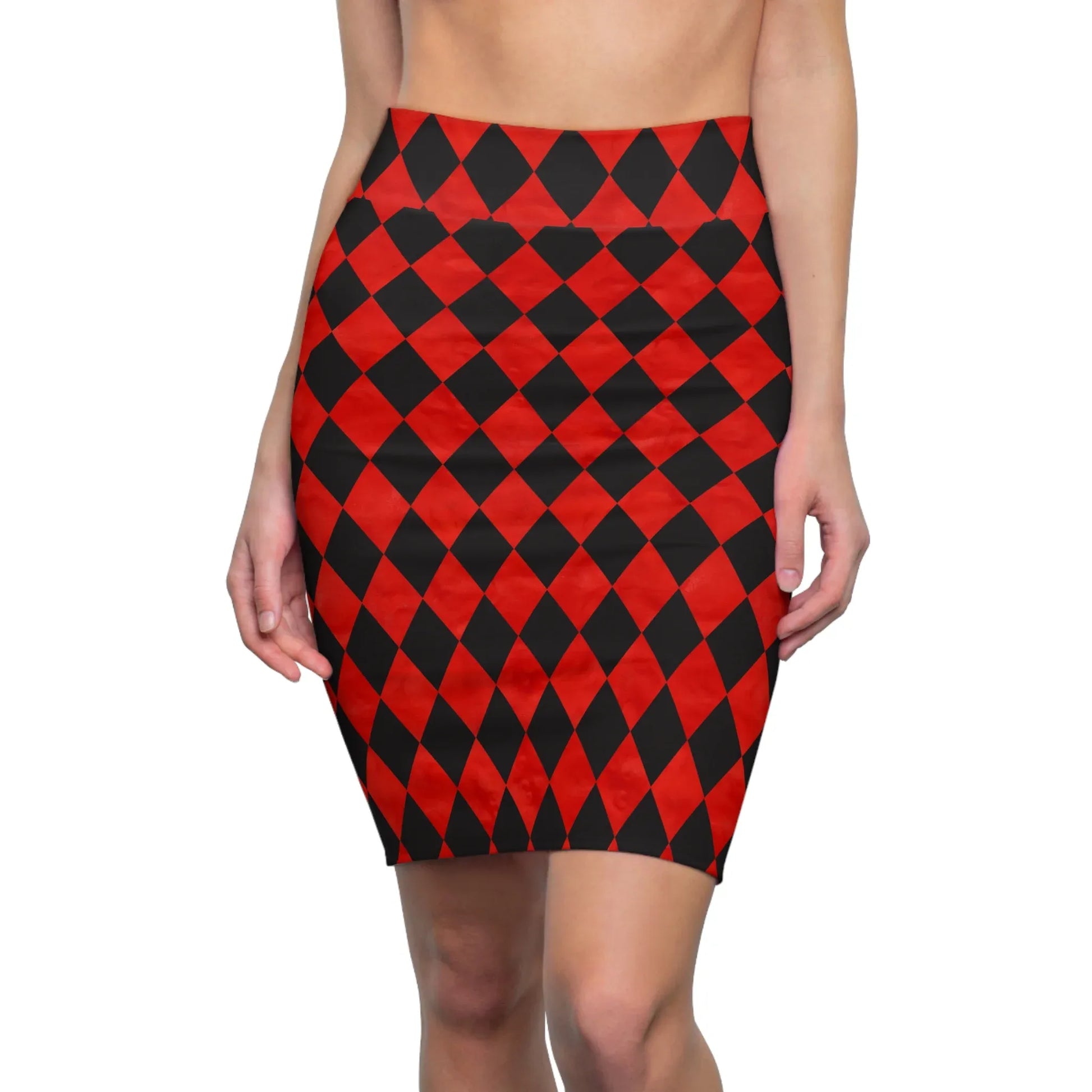 schwarz-rot-karierter-bleistiftrock-fur-damen-eleganter-mid-waist-rock-mit-stretch-komfort-bleistiftrock-jlr-design-1 - JLR Design