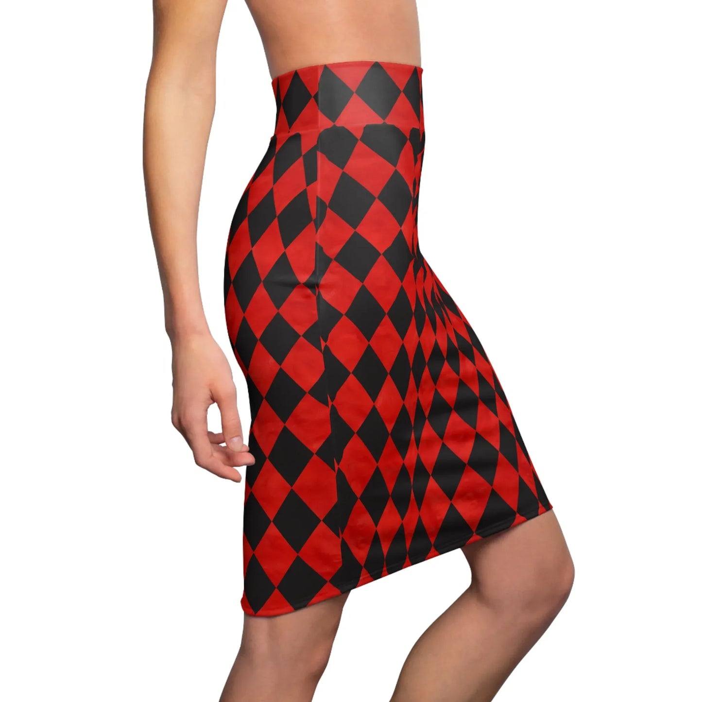schwarz-rot-karierter-bleistiftrock-fur-damen-eleganter-mid-waist-rock-mit-stretch-komfort-bleistiftrock-jlr-design-2 - JLR Design