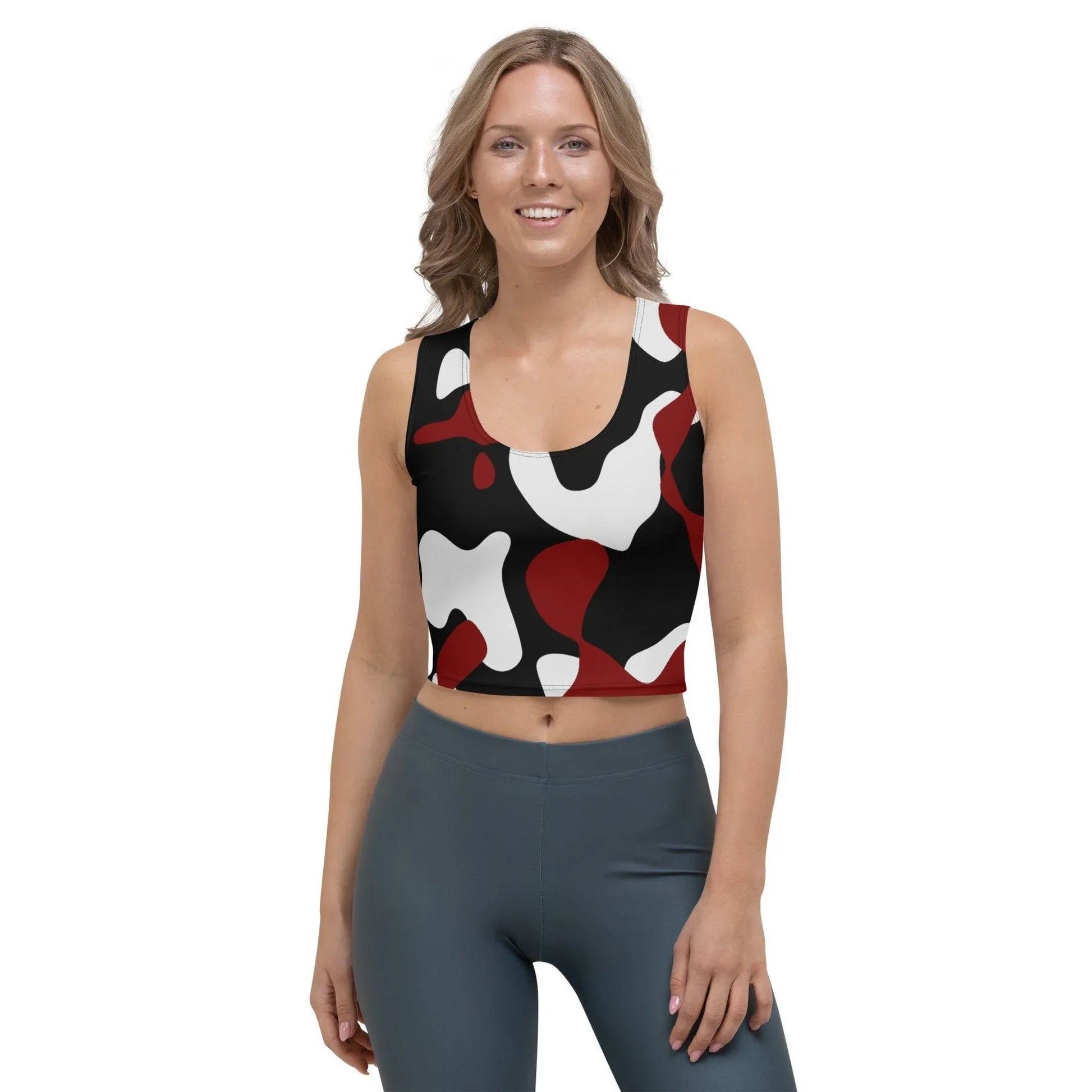 schwarz-rot-weiss-camouflage-damen-crop-top-crop-top-jlr-design-1 - JLR Design