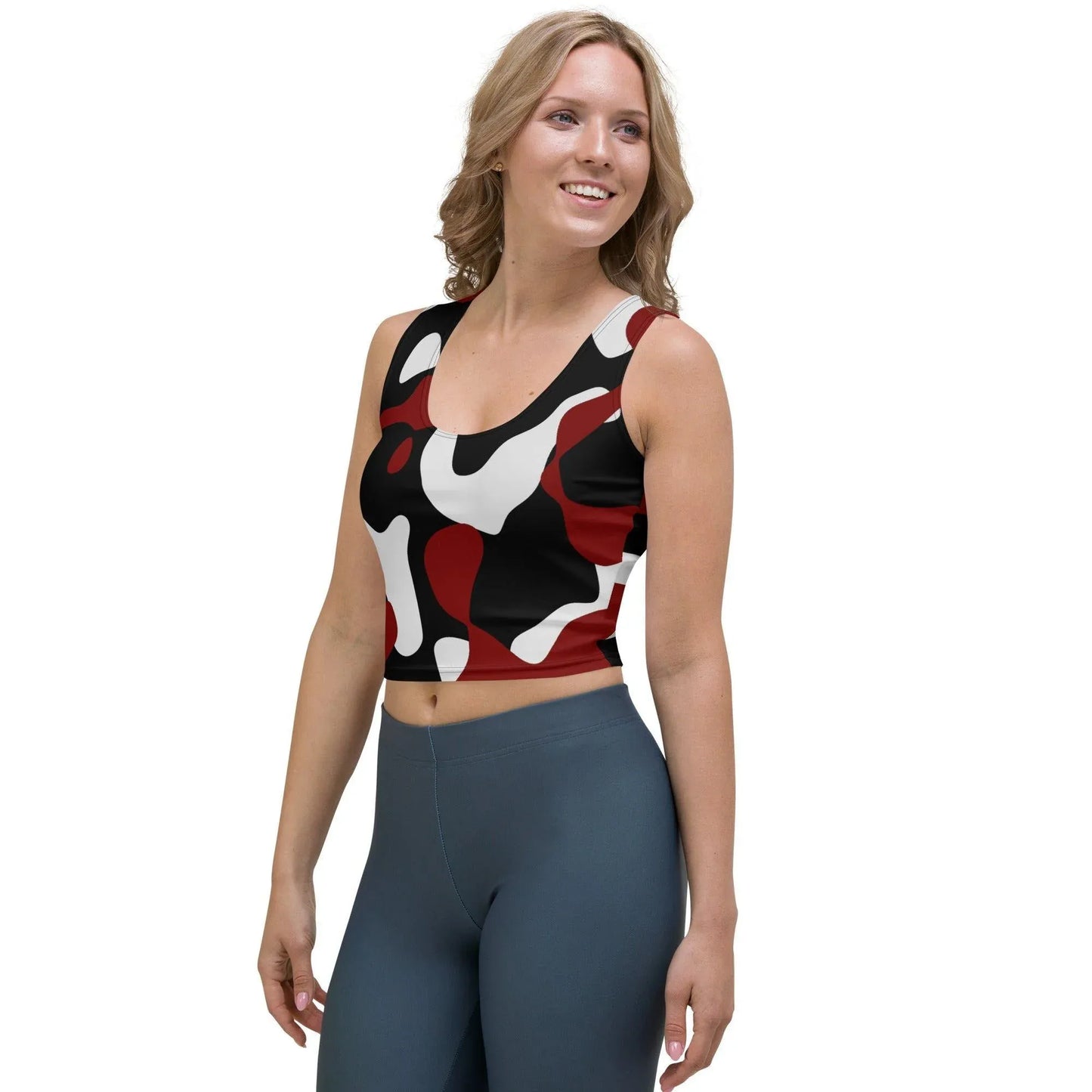 schwarz-rot-weiss-camouflage-damen-crop-top-crop-top-jlr-design-3 - JLR Design