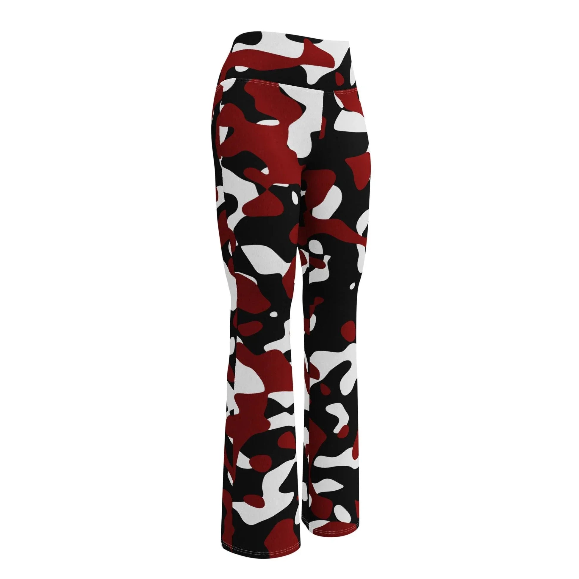 schwarz-rot-weiss-camouflage-high-waist-flare-leggings-flare-leggings-jlr-design-11 - JLR Design