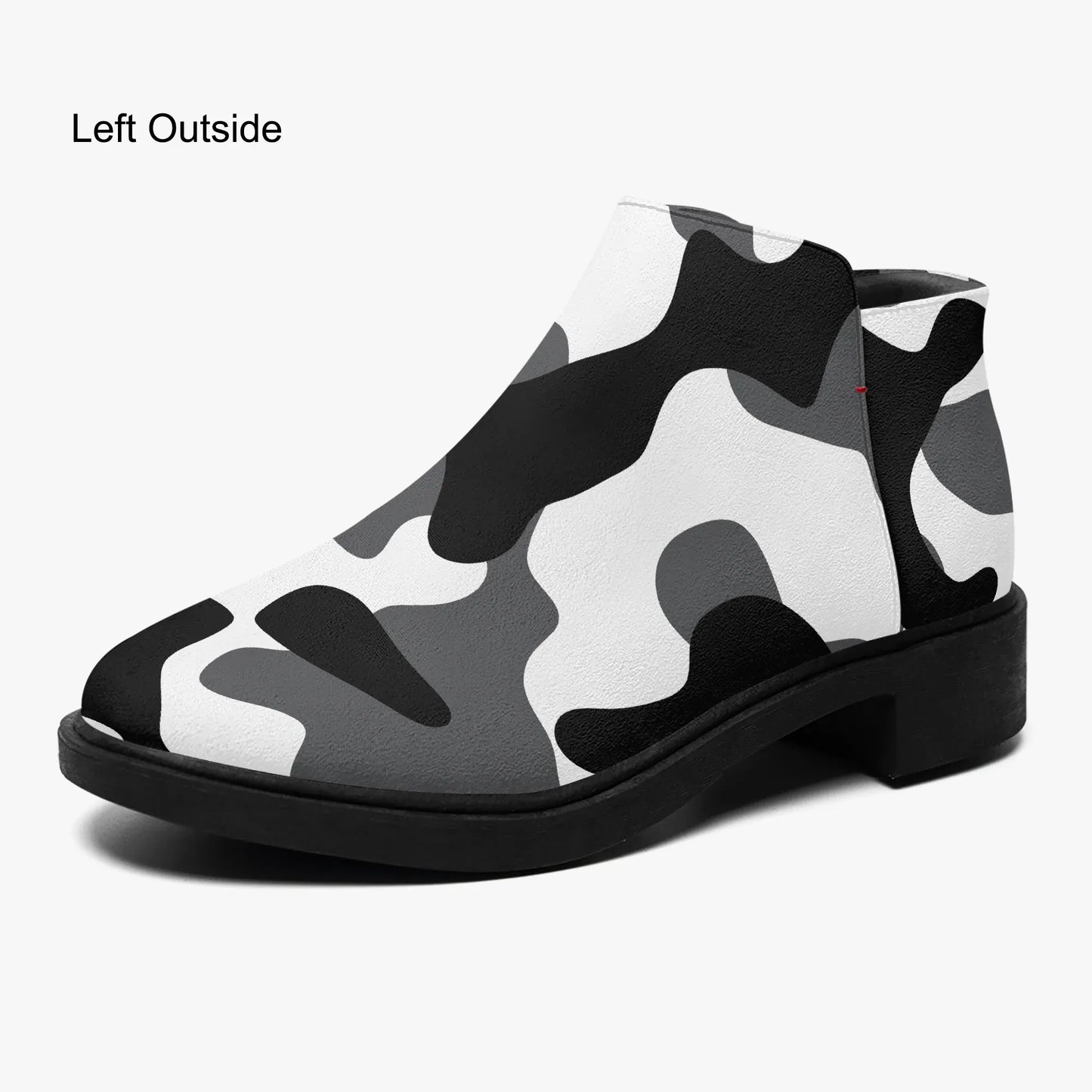 schwarz-weiss-camouflage-elegante-reissverschluss-stiefeletten-stiefeletten-jlr-design-1 - JLR Design