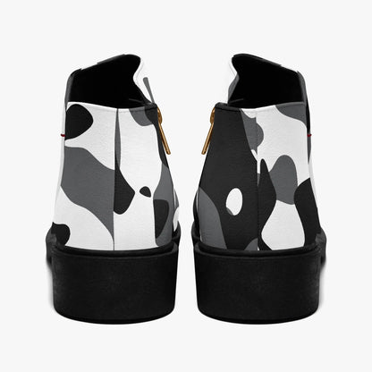 schwarz-weiss-camouflage-elegante-reissverschluss-stiefeletten-stiefeletten-jlr-design-2 - JLR Design