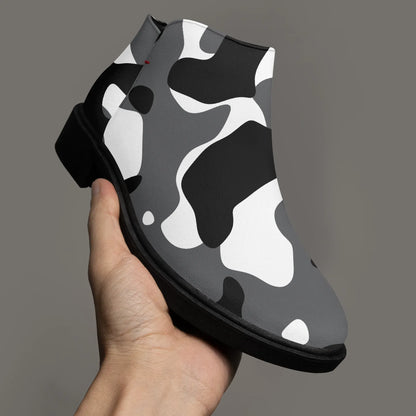schwarz-weiss-camouflage-elegante-reissverschluss-stiefeletten-stiefeletten-jlr-design-3 - JLR Design
