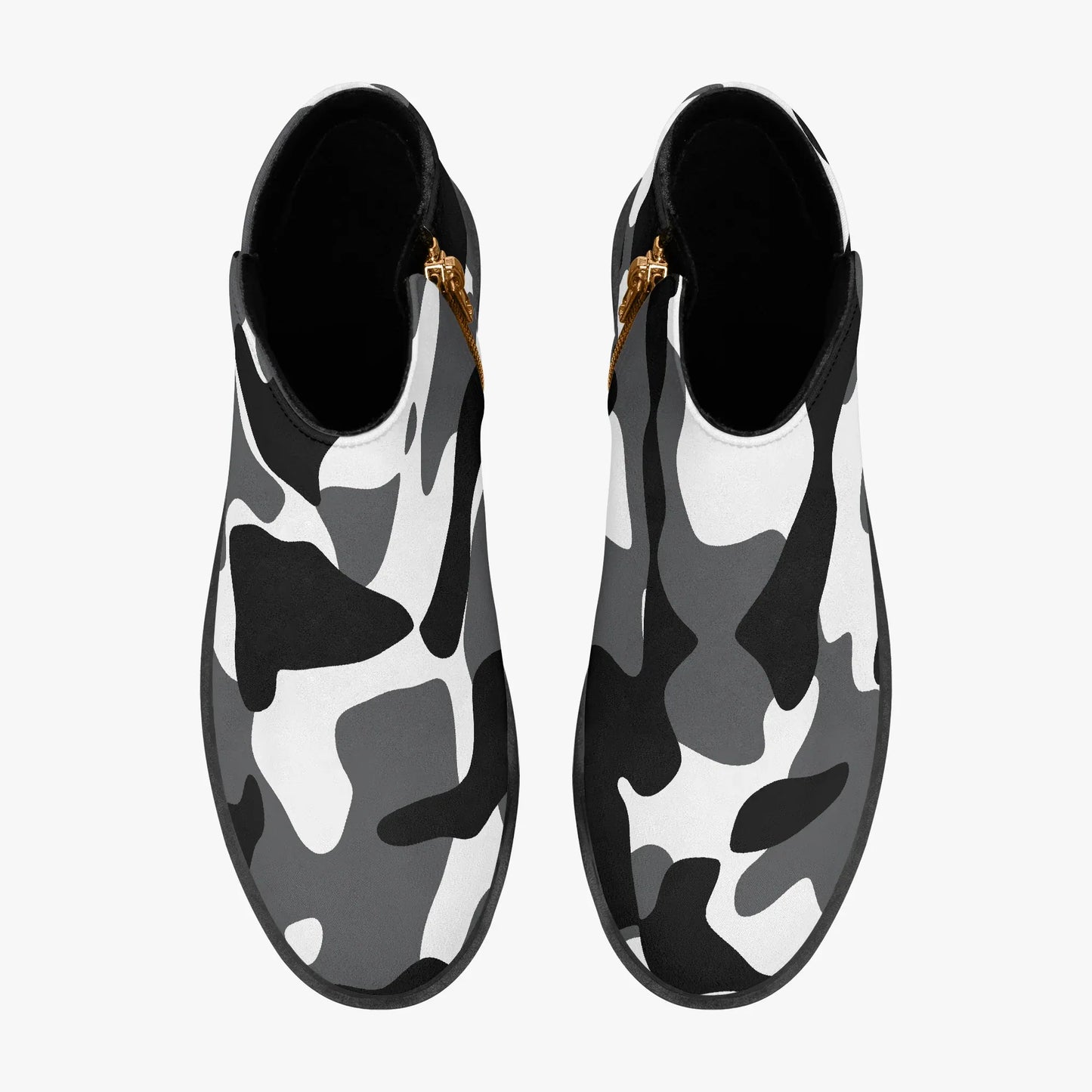 schwarz-weiss-camouflage-elegante-reissverschluss-stiefeletten-stiefeletten-jlr-design-7 - JLR Design