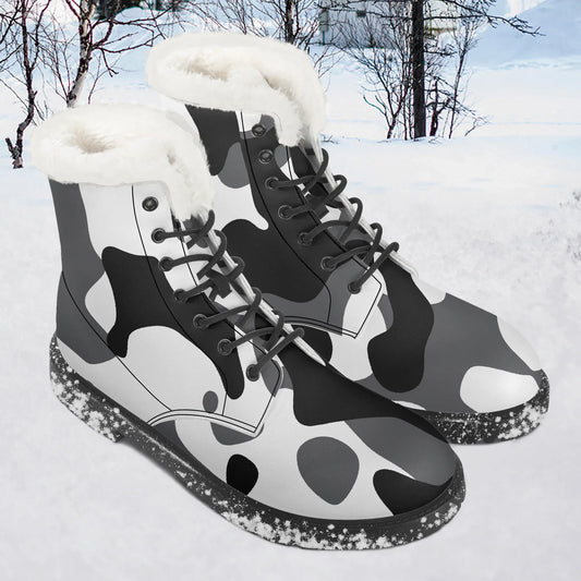schwarz-weiss-camouflage-faux-fur-leder-boots-boots-jlr-design-1 - JLR Design