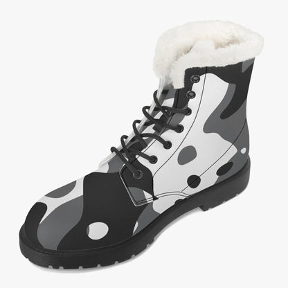 schwarz-weiss-camouflage-faux-fur-leder-boots-boots-jlr-design-3 - JLR Design