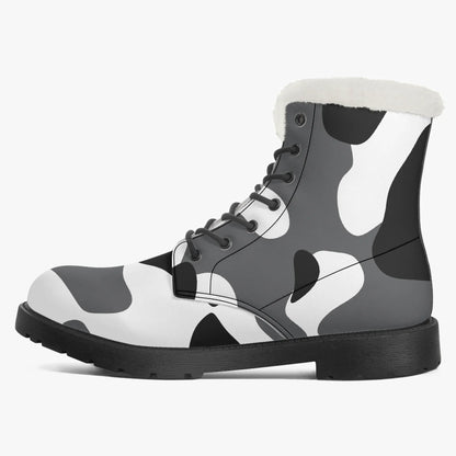 schwarz-weiss-camouflage-faux-fur-leder-boots-boots-jlr-design-4 - JLR Design