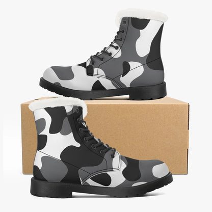 schwarz-weiss-camouflage-faux-fur-leder-boots-boots-jlr-design-5 - JLR Design