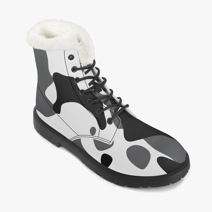 schwarz-weiss-camouflage-faux-fur-leder-boots-boots-jlr-design-7 - JLR Design