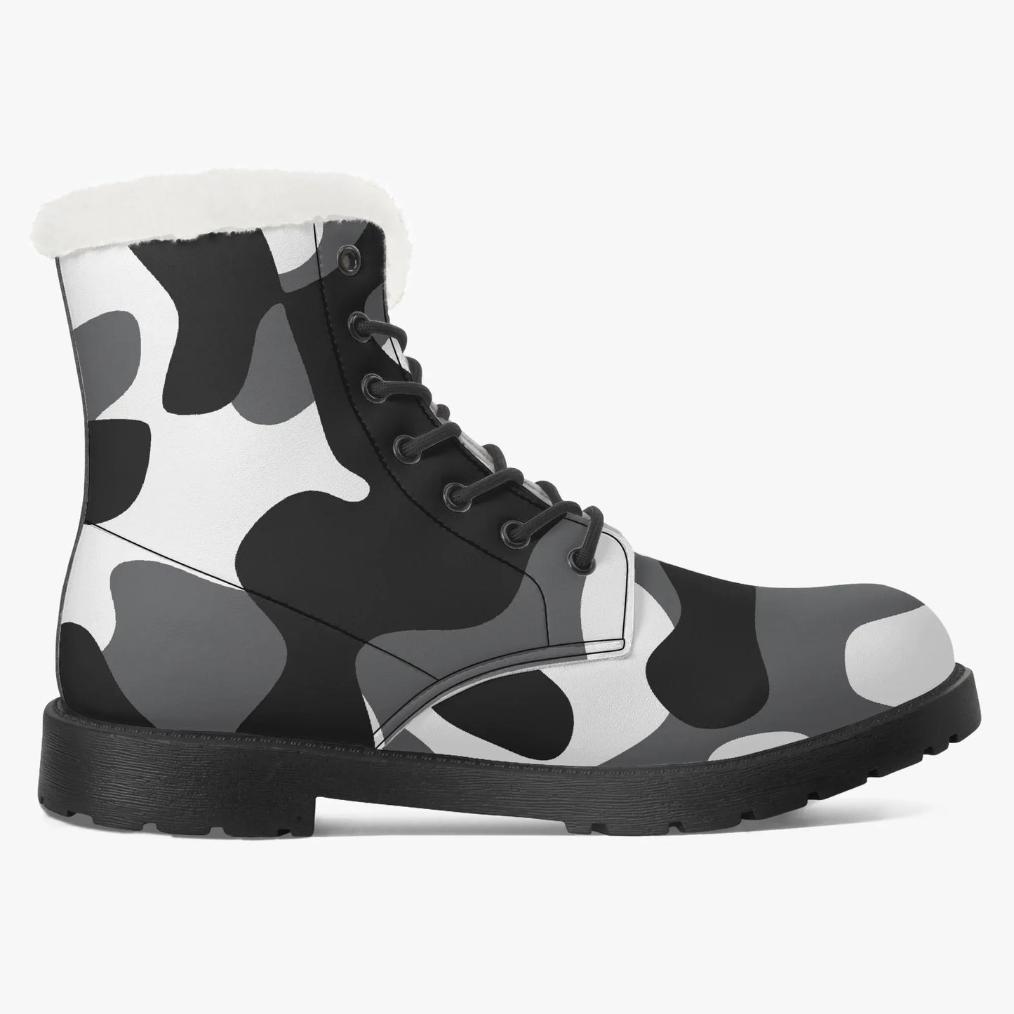 schwarz-weiss-camouflage-faux-fur-leder-boots-boots-jlr-design-8 - JLR Design