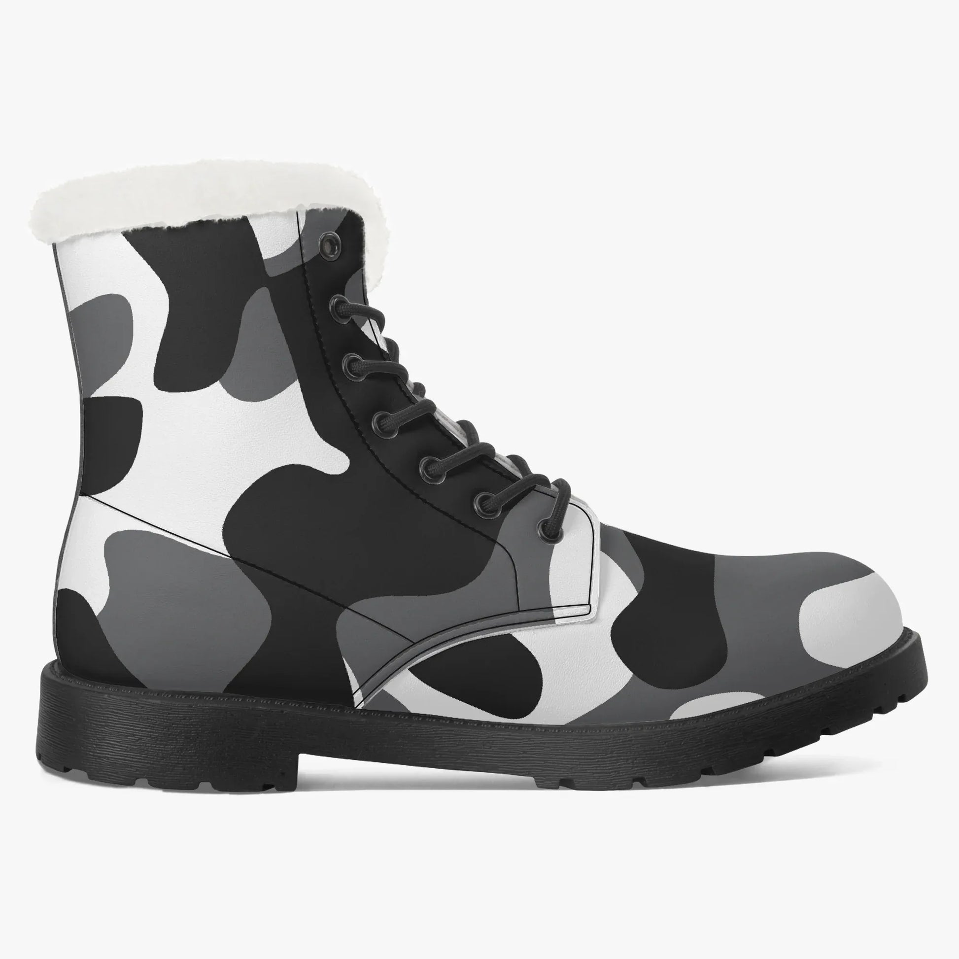 schwarz-weiss-camouflage-faux-fur-leder-boots-boots-jlr-design-8 - JLR Design