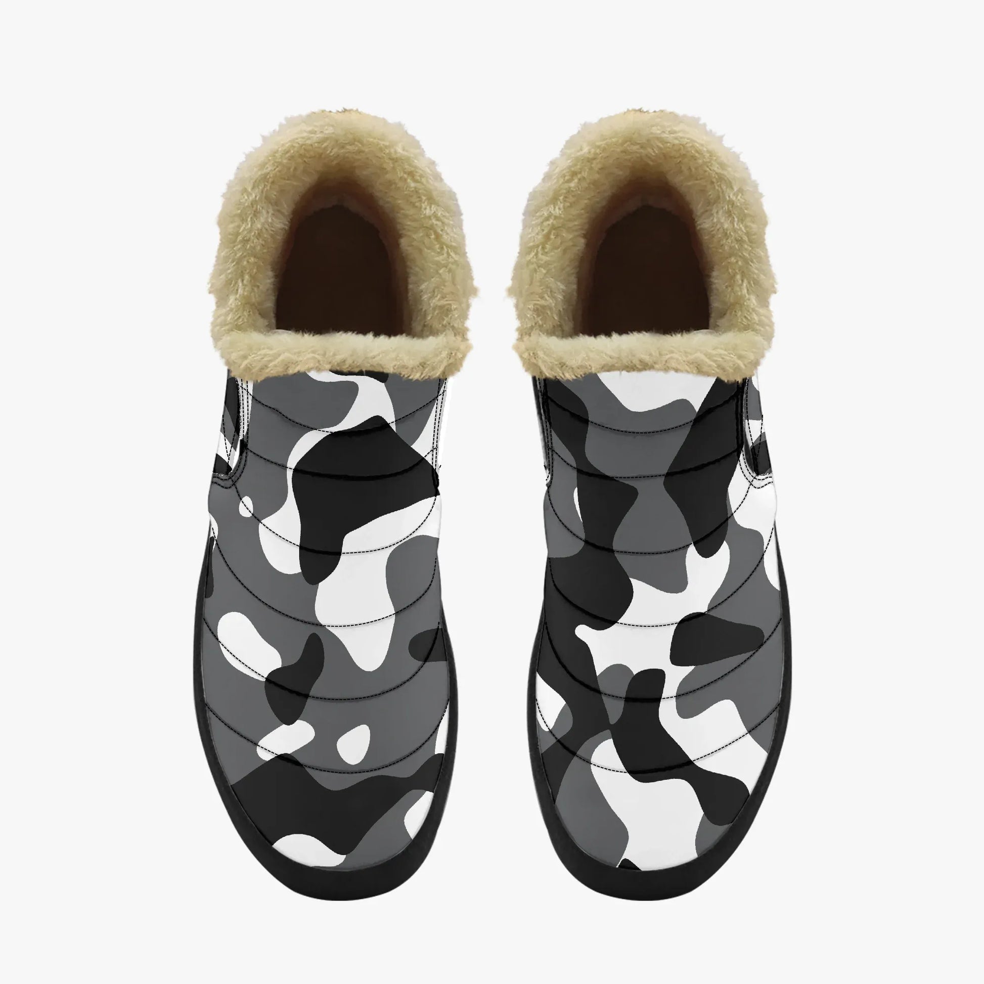 schwarz-weiss-camouflage-faux-fur-slipper-slipper-jlr-design-5 - JLR Design