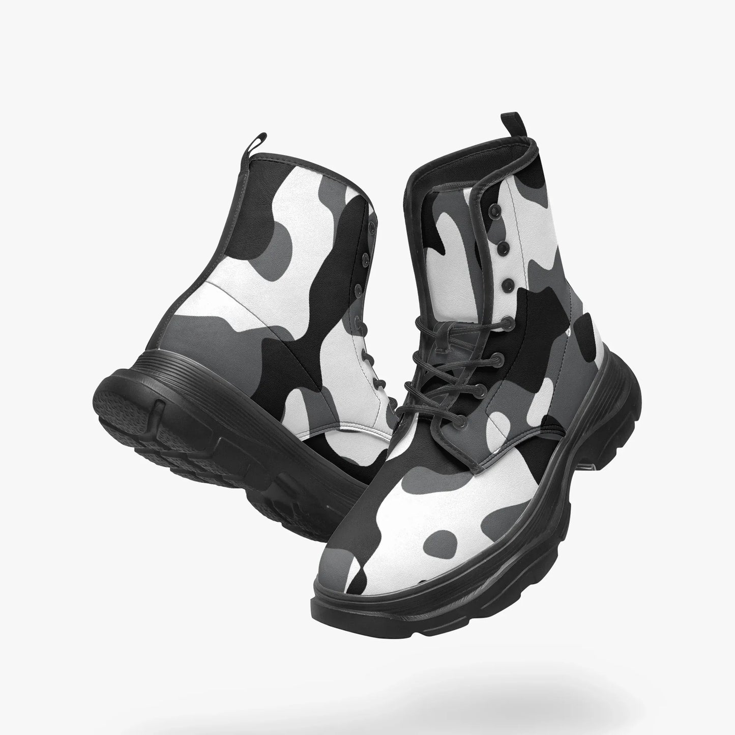schwarz-weiss-camouflage-leather-chunky-boots-boots-jlr-design-1 - JLR Design