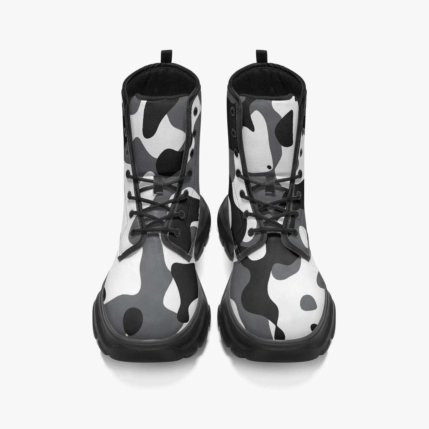 schwarz-weiss-camouflage-leather-chunky-boots-boots-jlr-design-5 - JLR Design