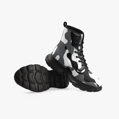 schwarz-weiss-camouflage-leather-chunky-boots-boots-jlr-design-6 - JLR Design