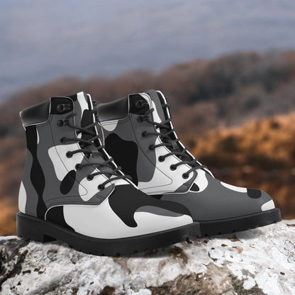 schwarz-weiss-camouflage-leder-boots-or-stylische-und-warme-winterstiefel-boots-jlr-design-2 - JLR Design