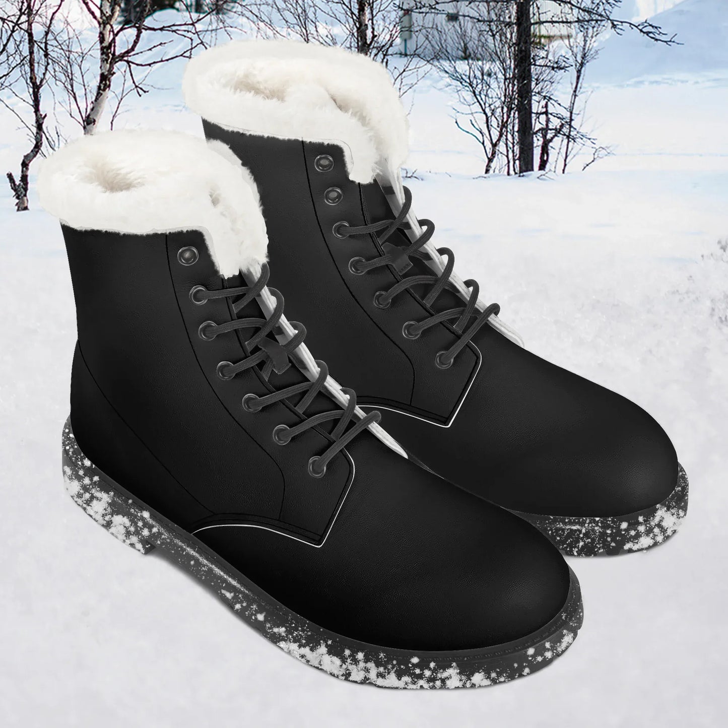 schwarze-faux-fur-leder-boots-boots-jlr-design-1 - JLR Design