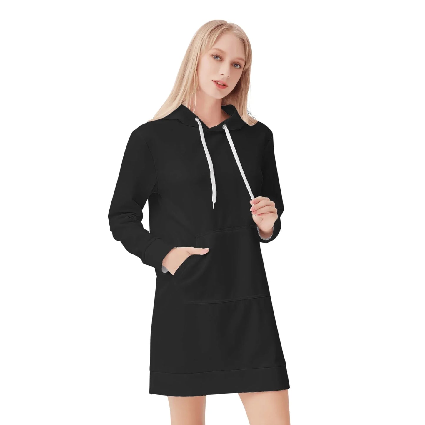 schwarzes-damen-hoodiekleid-warmes-velvet-kapuzenkleid-aus-weichem-samt-fleece-hoodiekleid-jlr-design-1 - JLR Design