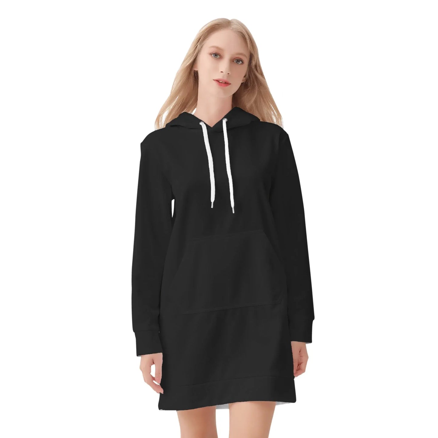 schwarzes-damen-hoodiekleid-warmes-velvet-kapuzenkleid-aus-weichem-samt-fleece-hoodiekleid-jlr-design-3 - JLR Design