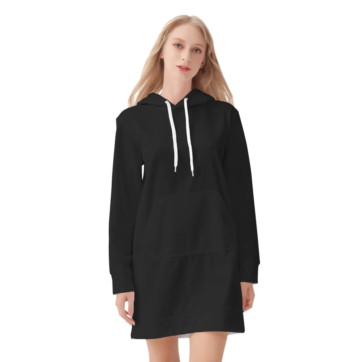 schwarzes-damen-hoodiekleid-warmes-velvet-kapuzenkleid-aus-weichem-samt-fleece-hoodiekleid-jlr-design-jlr-design-de-3 - JLR Design