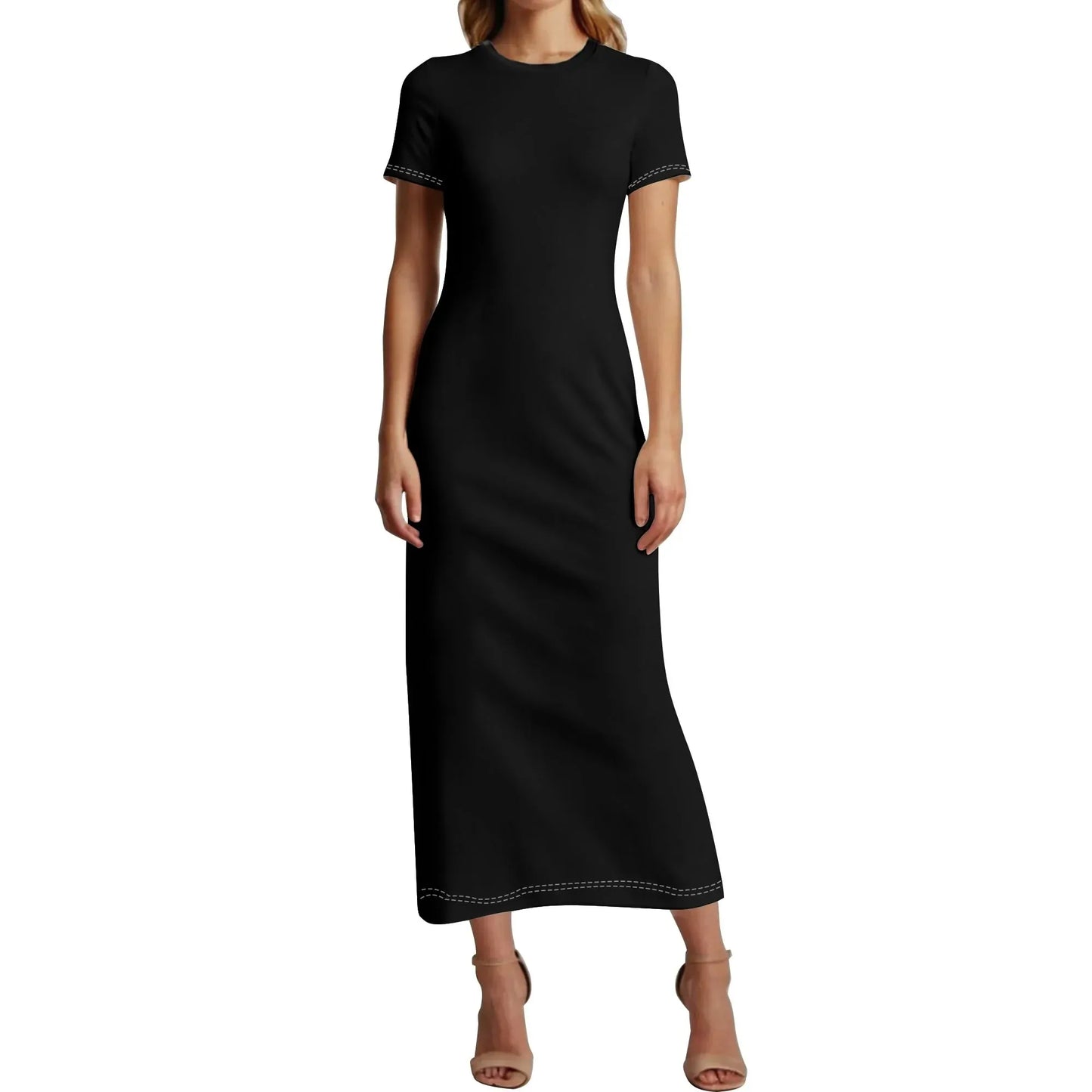 schwarzes-short-sleeve-long-dress-long-dress-jlr-design-1 - JLR Design