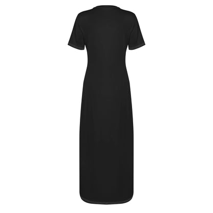 schwarzes-short-sleeve-long-dress-long-dress-jlr-design-4 - JLR Design