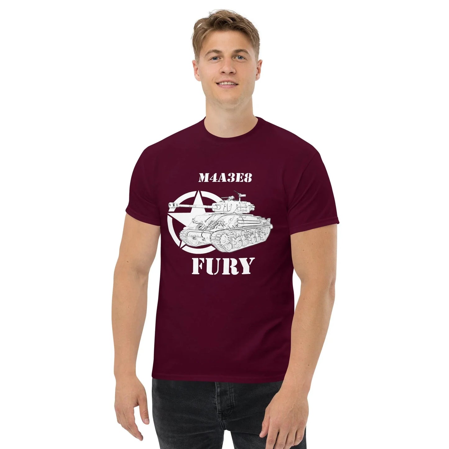 sherman-m4a3e8-fury-sw-herren-t-shirt-t-shirt-jlr-design-2 - JLR Design