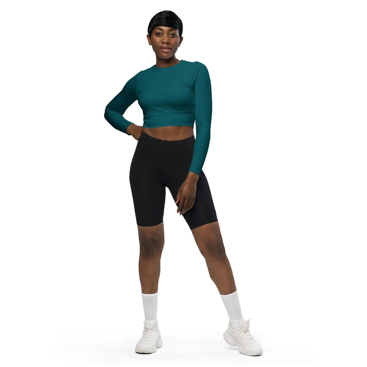 sherpa-blau-long-sleeve-damen-crop-top-long-sleeve-crop-top-jlr-design-2 - JLR Design