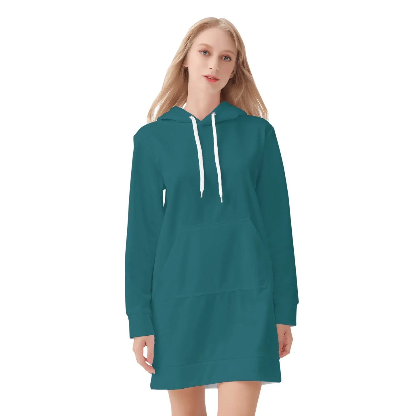 sherpa-blue-damen-hoodiekleid-warmes-velvet-kapuzenkleid-aus-weichem-samt-fleece-hoodiekleid-jlr-design-3 - JLR Design