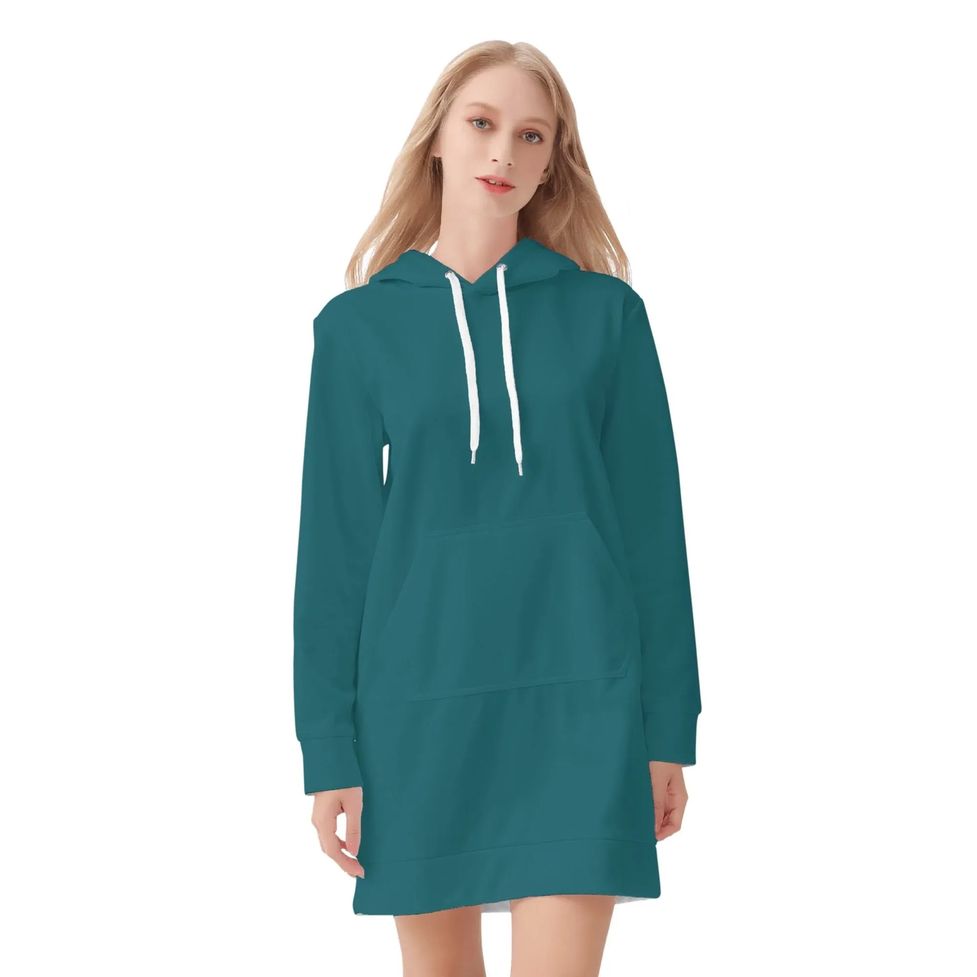 sherpa-blue-damen-hoodiekleid-warmes-velvet-kapuzenkleid-aus-weichem-samt-fleece-hoodiekleid-jlr-design-3 - JLR Design