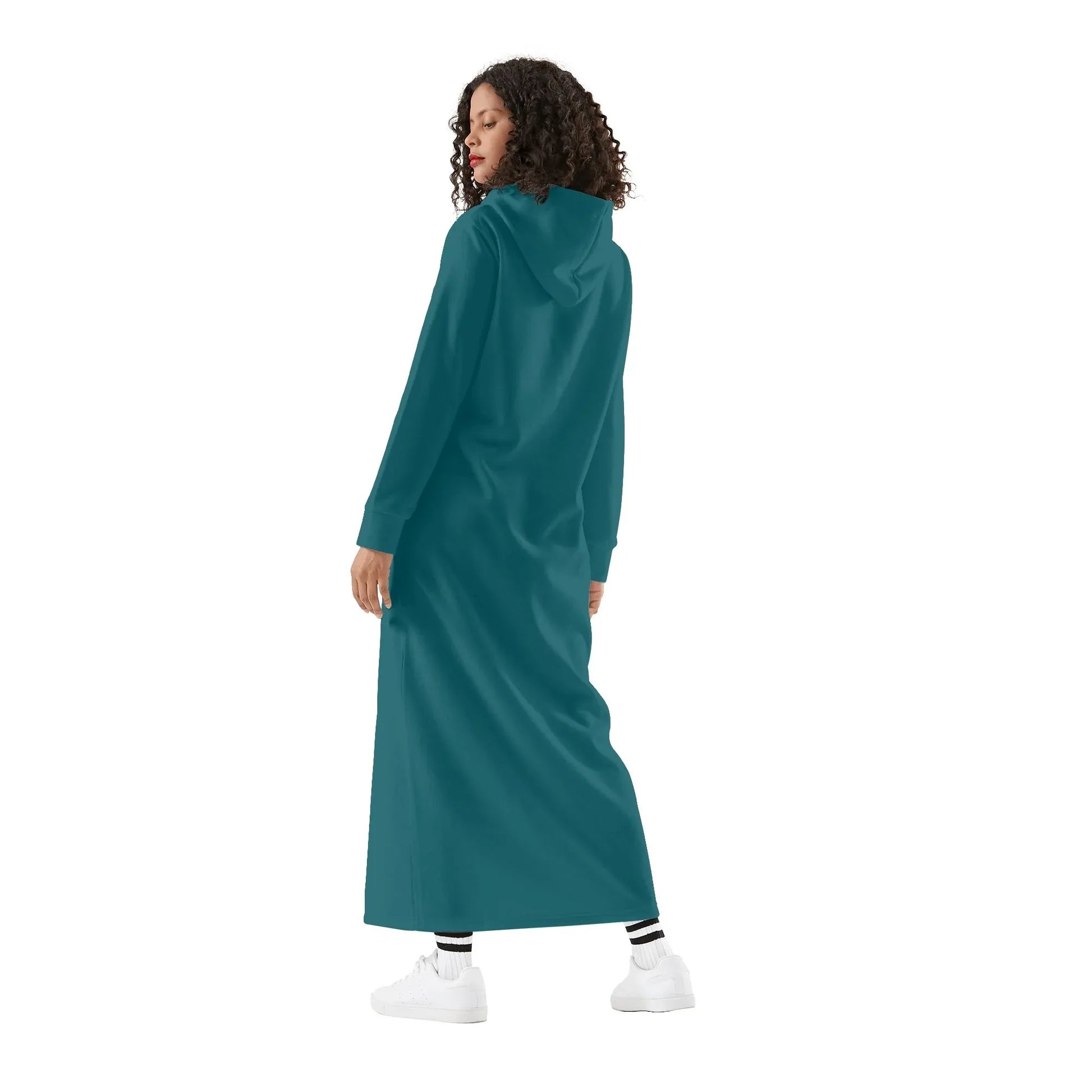 sherpa-blue-damen-maxi-hoodiekleid-knochellanges-kapuzenkleid-aus-weich-angerautem-fleece-hoodiekleid-jlr-design-2 - JLR Design