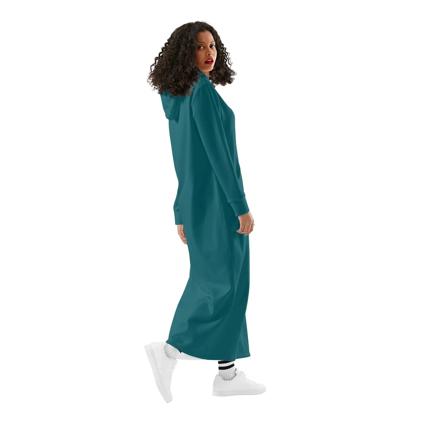 sherpa-blue-damen-maxi-hoodiekleid-knochellanges-kapuzenkleid-aus-weich-angerautem-fleece-hoodiekleid-jlr-design-3 - JLR Design