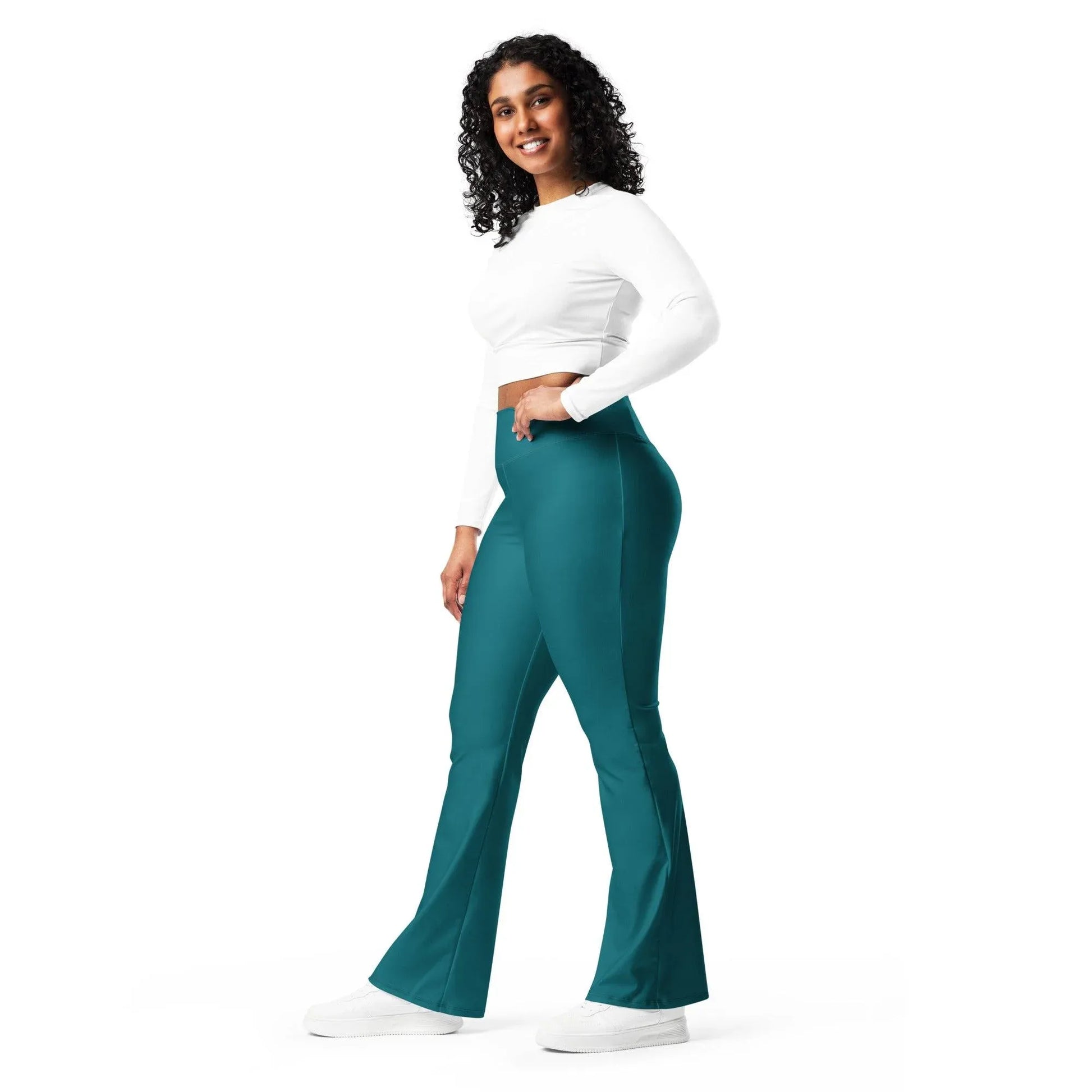 sherpa-blue-high-waist-flare-leggings-flare-leggings-jlr-design-1 - JLR Design