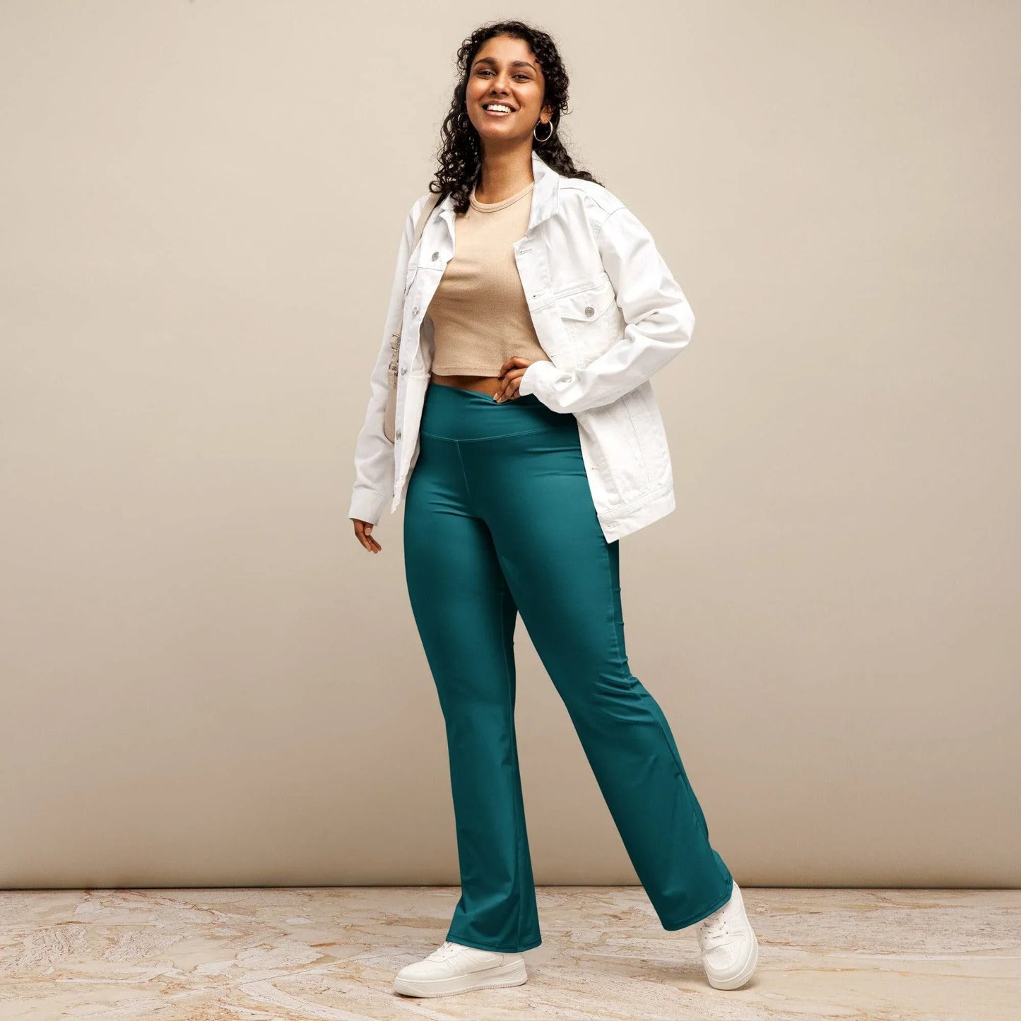 sherpa-blue-high-waist-flare-leggings-flare-leggings-jlr-design-2 - JLR Design